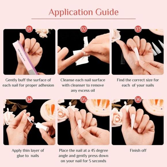 2/$15! Full Coverage Extra Long Pointed Stiletto Neutral Tone Fake Nails - Picture 7 of 7